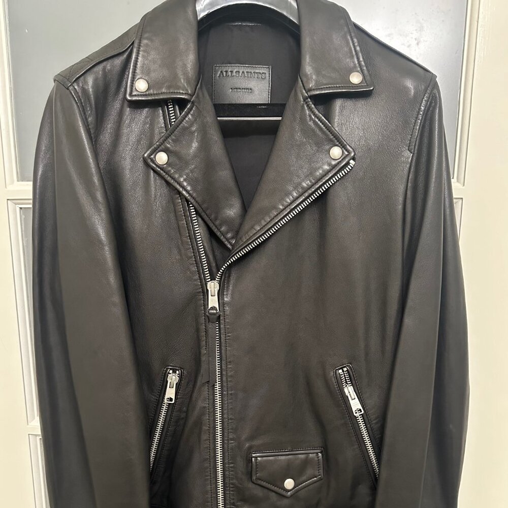 AllSaints Black Leather Biker Jacket